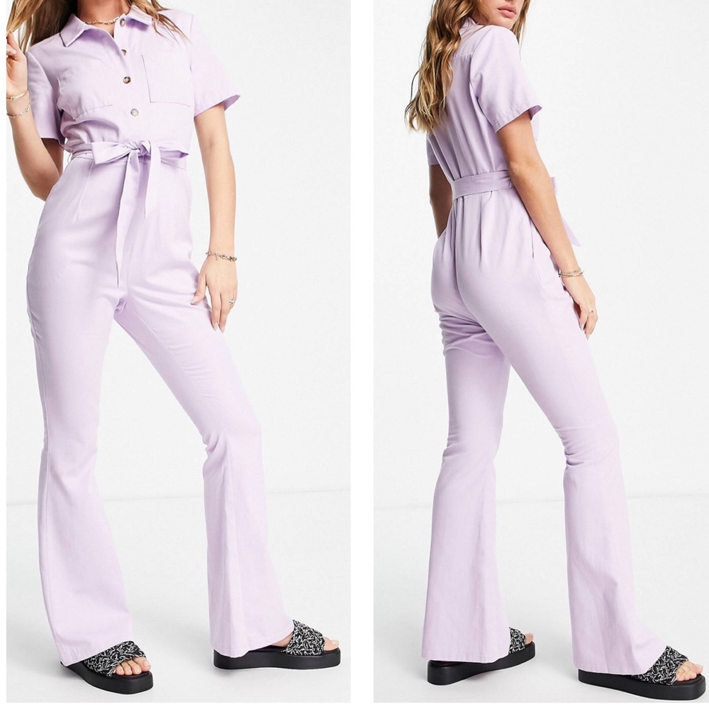 ASOS Design | Twill 70s Kickflare Boilersuit / Jumpsuit in Lilac | US 6 New